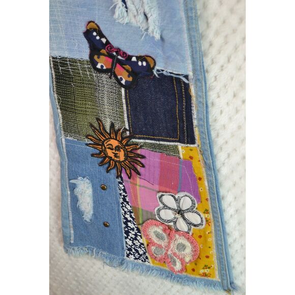 Urban Outfitters BDG Women's 25 High Waisted Patchwork Flare Light Wash Jeans - Picture 6 of 16